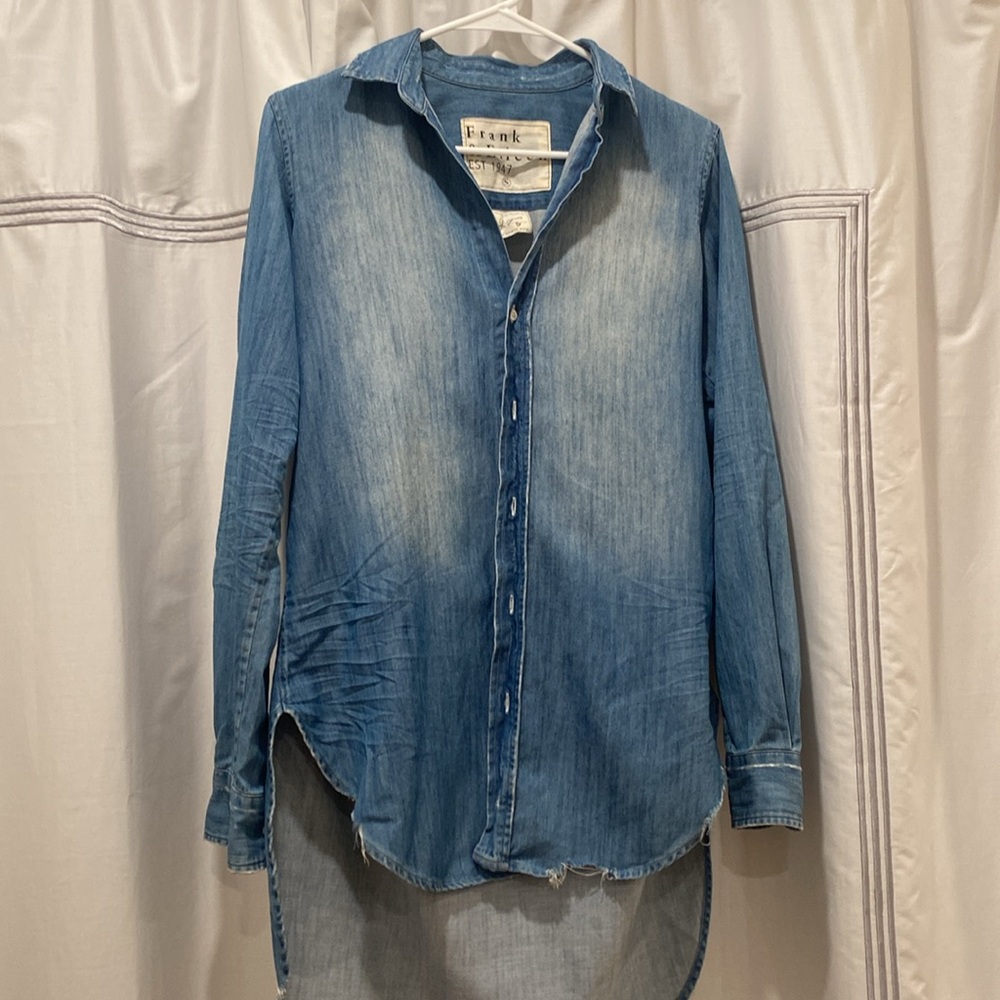 Frank & Eileen Faded Blue Denim Button-Down Shirt